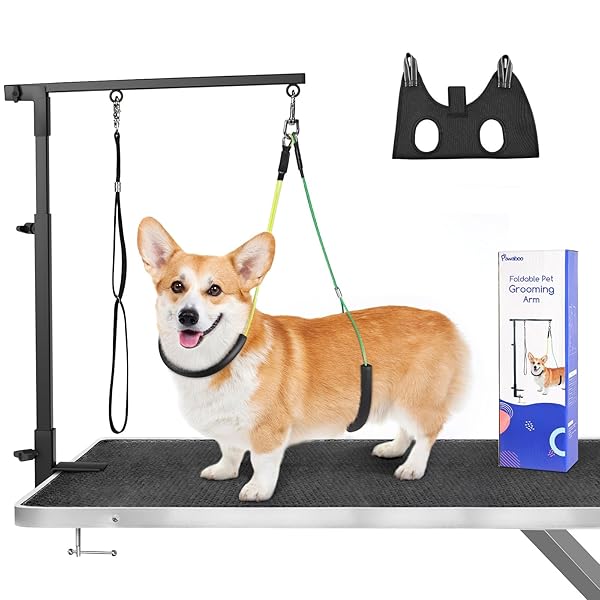 トリミングアーム Pawaboo 犬用トリミングアーム グルーミングテーブルに固定 トリミング道具 折り畳み..