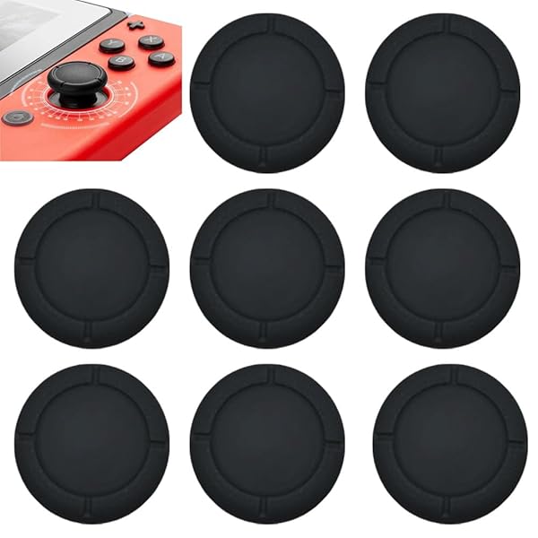 YJRUNFU スティックカバー & ボタンカバー、Switch＆SwitchLite対応、アナログレバジョイコンカバー、ブラック、8個入り