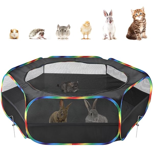 サークル ペットサークル Pawaboo ペットサークル 折りたたみ 小動物フェンス プレイサークル ペット ゲージ 動物フレンドルーム 遊び用のサークル 屋外/屋内 飼育サークル 動物サークル ウサギ ハリネズミ用 幅120 x 高さ38cm Bl