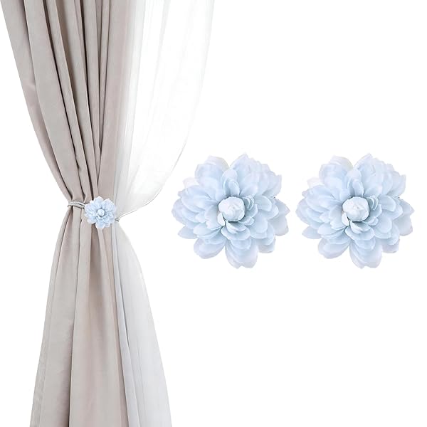 PATIKIL 蓮の花カーテンタイバック、2個の人工花カーテンタイクリップ、モダンなカーテンホルダーバックル、ホーム、部屋、オフィス、グレー用のウィンドウドレープ装飾クリップ