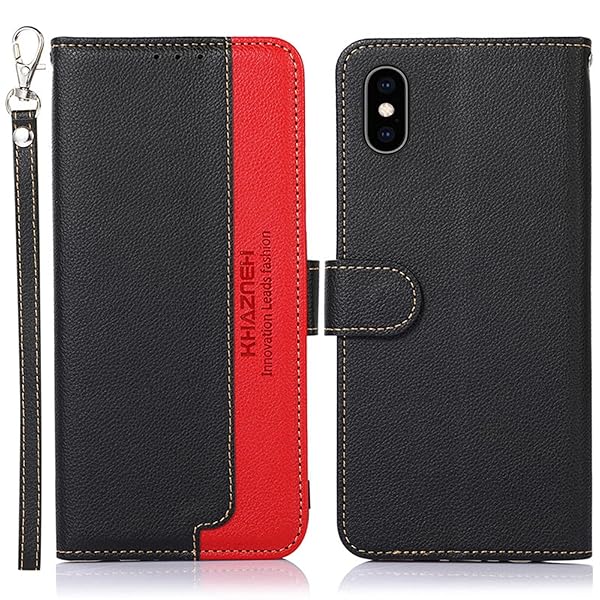 WANWO For iPhone Xs Max ケース 手帳型 アイフォン Xs Max カバー 財布型 ストラップ付き [RFIDブロッキング] 高級PUレザー マグネット開閉式 カード収納 横置きスタンド機能 耐衝撃 人気 便利 おしゃれ ブラッ