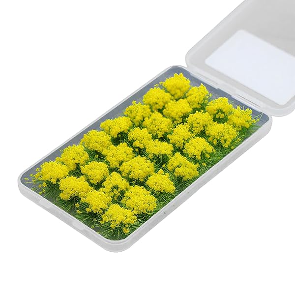 DFsucces 草 ジオラマ素材シリーズ 草むら・草丈10mm 情景コレクション グラス模型 DIY 建物モデル 装飾 風景 箱庭 鉄道模型 ジオラマ (緑・花つき・黄色)
