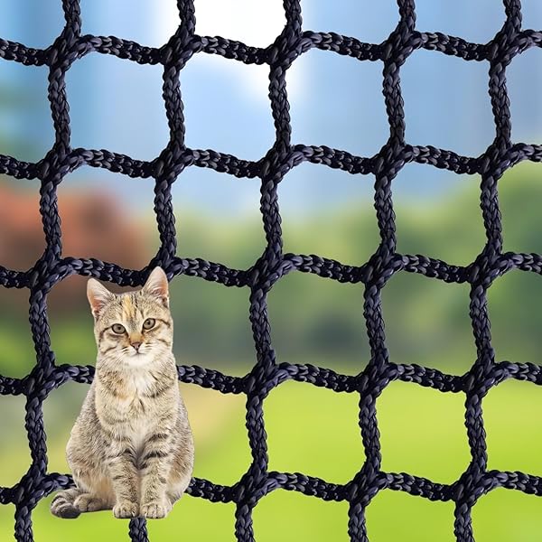 MUYYIKA 安全ネット 猫 バルコニーネット ペット 防護ネット 侵入 脱走防止 落下 転落防止 フェンス 簡単取り付け 結束バンド付き(1x2m, ブラック)
