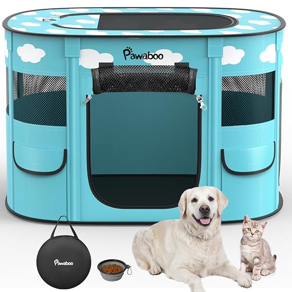 ペットサークル 折りたたみ Pawaboo 犬 室内 ペット ケージ メッシュ 扉付き 犬用 小型犬 組立簡単 防水 長方形 キャットサークル 引き裂けにくい ペットフェンス ファスナー式 出入り便利 犬 屋外サークル 哺乳期 分娩室 動物フレンドル