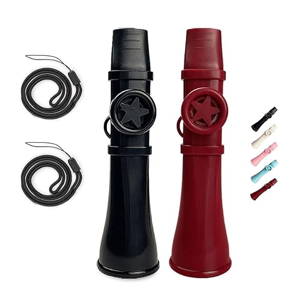 FUYUERO【2025年新モデル】カズー プロ仕様の音質 調整不要カズー - 日本語説明書付き 初心者から大人まで、すぐに楽しめる音楽玩具。ストラップ付き・洗えて衛生的、ギター/ピアノとの相性も マルチカラー (黒と赤)