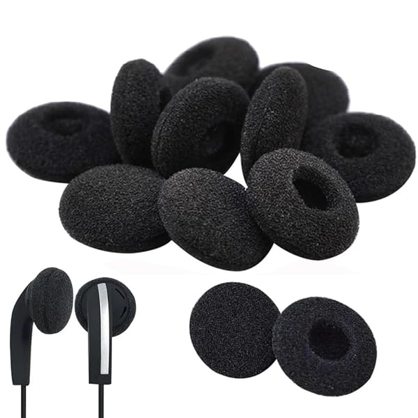 乐天商城 - YJRUNFU ヘッドホンカバー イヤーパッド ヘッドセット スポンジ 直径 18mm スポンジ製 交換用 高弾性 耐久性 （ブラックイヤークッション×12個）