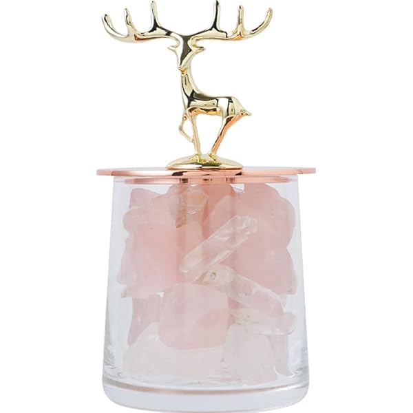HIGHAWK アロマ 水晶 アロマディフューザー 空気浄化 クリスタル 石 ガラスカップ 装飾 鹿の蓋 置く物 ..