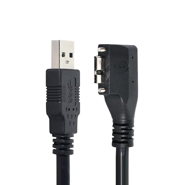 CY Cable Micro USB3.0 デュアルネジ ロック式 USB3.0データ 5Gbps 電源ケーブル 90度直角タイプ VR産業用カメラコンピュータ用 (0.5M)