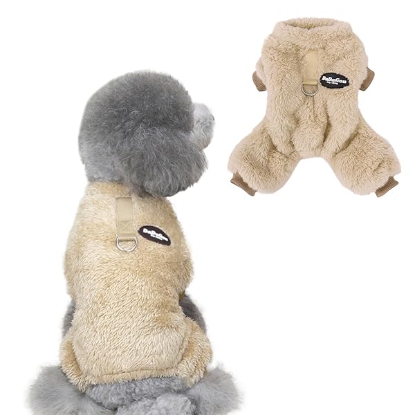 AmzBarley 犬の服 秋 冬 ロンパース シャツ パジャマ セーター フランネル ベルベット Dカン付き 犬 服 ロンパース 柔らかい 防寒 暖かい ふわふわ もこもこ つなぎ ドッグウェア フリース 犬服 小型犬 服 冬 ルームウェア お出か