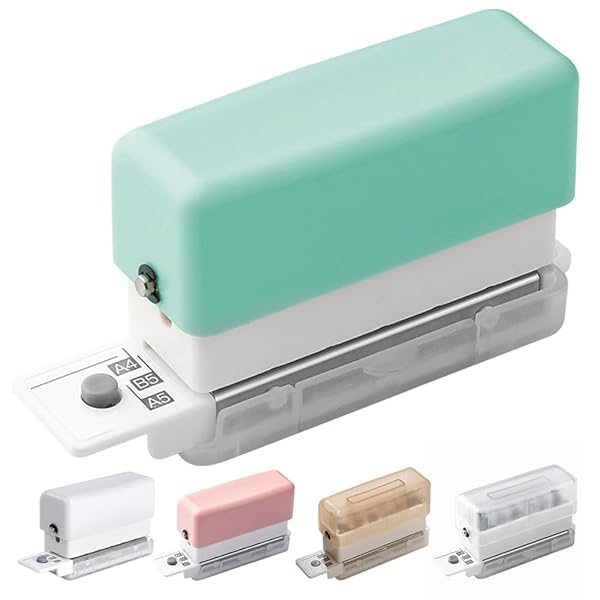 ルーズリーフパンチ 6穴 A5/B5/A4対応 使いやすい 30穴/26穴/20穴 強力 穴あけパンチ 多機能穴あけパンチ 多穴パンチ コンパクト 軽量 持ち運び便利 耐久性 強力 DIY 手帳 事務用品 (青緑)(3)