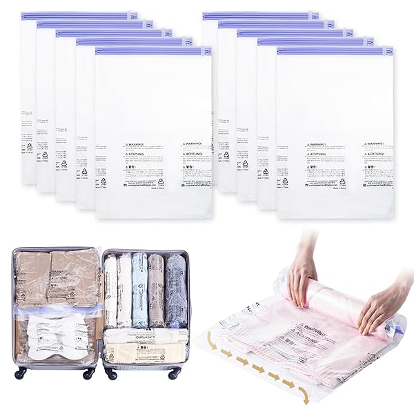 TAILI 圧縮袋 旅行 衣類圧縮バッグ 収納袋 便利グッズ 真空 手巻き ポンプ不要 衣替え 衣類 洋服 小物..