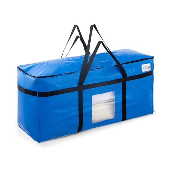 TAILI 大きいバッグ 収納ケース 特大引越し 1個パック 大容量 透明窓 防塵防水 折りたたみ式 大型収納カバン キャンプ 旅行 収納用 耐荷重 ブルー
