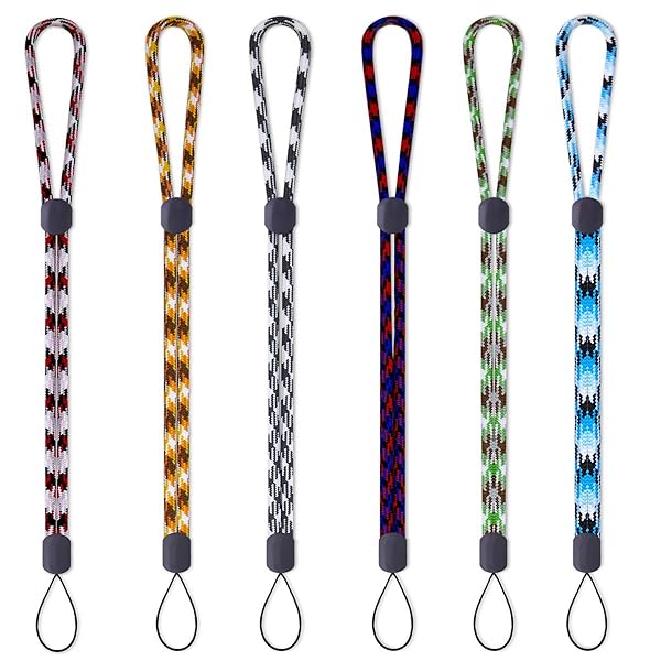 [AMUU] ハンドストラップ ストラップ ショート リストストラップ 短い 手首 携帯ストラップ 長さ調整可能 落下防止 紛失防止 スマホ USBメモリ マスコット キー ホイッスル用 カラフル 6本セット6色