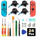 ジョイコン修理キット 24in1 ATiC 任天堂 Switch 有機ELモデル対応 Switch スティック 修理交換用パーツ ドライバー アナログスティック ジョイコン修理 スティックキャップ付き Nintendo Switch/Switch O(2)