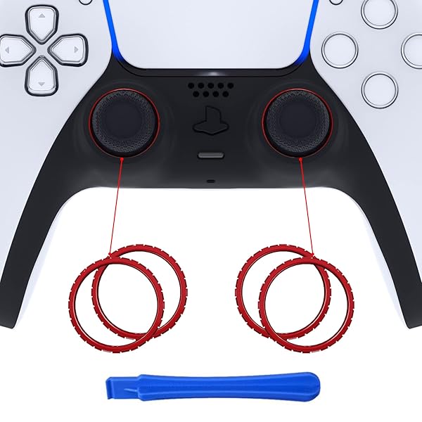 eXtremeRate ps5コントローラー（BDM-010 BDM-020 BDM-030 BDM-040 BDM-050）に対応用取り替えるアクセサリー、ピュアカラーの交換リング-コントローラーは含まれていません【スカーレットレッド】