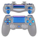 eXtremeRate プレステ4コントローラーに対応用D-pad R1 L1 R2 L2トリガータッチパッドアクションホームシェアオプションボタン、ps4 Slim Pro CUH-ZCT2コントローラーに対応用フルセットボタン【パープルブルーカメ