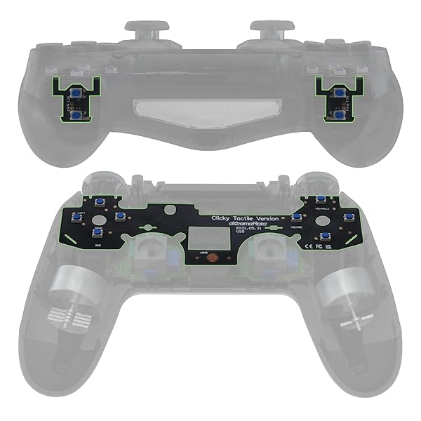 eXtremeRate ps4コントローラーショルダーフェイスDpadボタンに対応用ホールタクタイルクリックキット、カスタムフラッシュショットボタンストップフレックスケーブル、ps4コントローラーCUH-ZCT2 JDM-040 / 050/055に