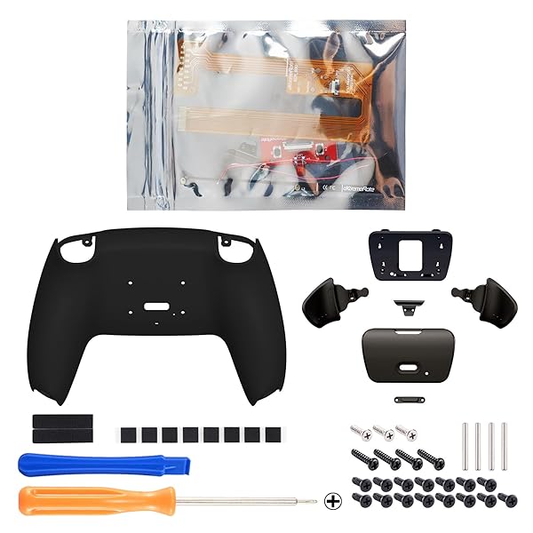 eXtremeRate ps5コントローラーBDM-030&BDM-040&BDM-050に対応用バックパドルプログラムピュアカラーの金属バージョンライズリマップキット、ps5コントローラーに対応用アップグレードボードと再設計されたバックケース＆バッ