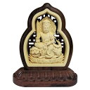 木彫り仏像 文殊菩薩 両面彫刻 仏教美術品 祈る 厄除け(高さ8cm×巾7cm×奥行4cm) (文殊菩薩 (卯年生まれ))