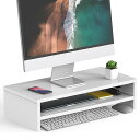 Fitueyes モニター台 パソコン台 モニタースタンド 机上台54cm横幅 木製天板 二段式PC台卓上 パソコンスタンド デスクトップ用 机上 机上ラック 机上台 pcモニター台 パソコンラック 卓上 収納 整理整頓ホワイトDT205405WW|詳細画像