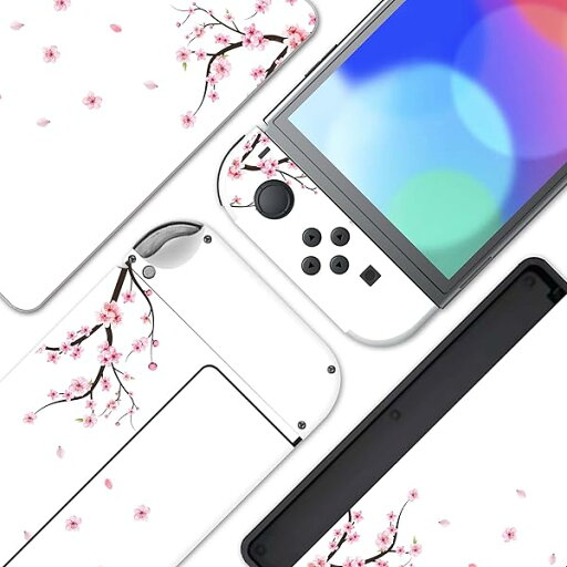 PlayVital Switch OLEDモデルに対応用フルセット保護ステッカーシール、Switch OLEDコンソール&ジョイコン&ドック&グリップに対応用カスタムビニールステッカースキンシール【散る桜】 PlayVital Switch OLEDモデルに対応用フルセット保護ステッカーシール、Switch OLEDコンソール&ジョイコン&ドック&グリップに対応用カスタムビニールステッカースキンシール【散る桜】