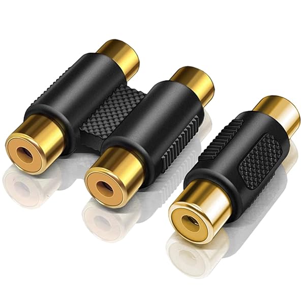 RCAメス to RCAメス中継アダプタ 変換やケーブルの延長 2個セット RCA延長アダプタ メスメスコネクタ RCA メスメス 中継プラグ 接続簡単 金メッキ（2ピン型RCAメス - RCAメス；直通型RCAメス - RCAメス 2タイプ各1個）