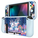 PlayVital ZealProtect Nintendo Switchに対応用ソフト保護シェル、switchに対応用フレキシブル保護カバー、スクリーン保護フィルム&サムグリップキャップ&ABXY方向ボタンキャップ付き【サンタの鹿】