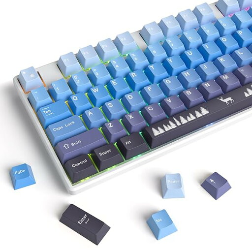 サイドプリントキーキャップ PBT グラデーションキーキャップ 75 パーセント、Cherry プロファイル ミニマリストスタイル カスタムシャインスルーキーボードキーキャップ メカニカルキーボード用(Elk) サイドプリントキーキャップ PBT グラデーションキーキャップ 75 パーセント、Cherry プロファイル ミニマリストスタイル カスタムシャインスルーキーボードキーキャップ メカニカルキーボード用(Elk)