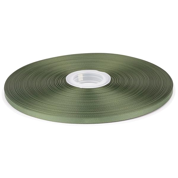 【Tekdeere】幅 6mmソリッドモスグログランリボン、ギフトラッピング、裁縫、ヘアアクセサリー、結婚式の装飾に最適 - 91メートル/巻