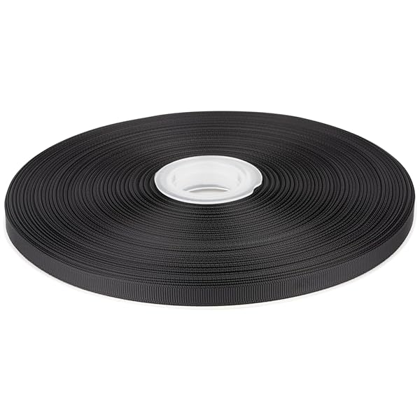 【Tekdeere】幅 9mmソリッドブラックグログランリボン、ギフトラッピング、裁縫、ヘアアクセサリー、結婚式の装飾に最適 - 91メートル/巻