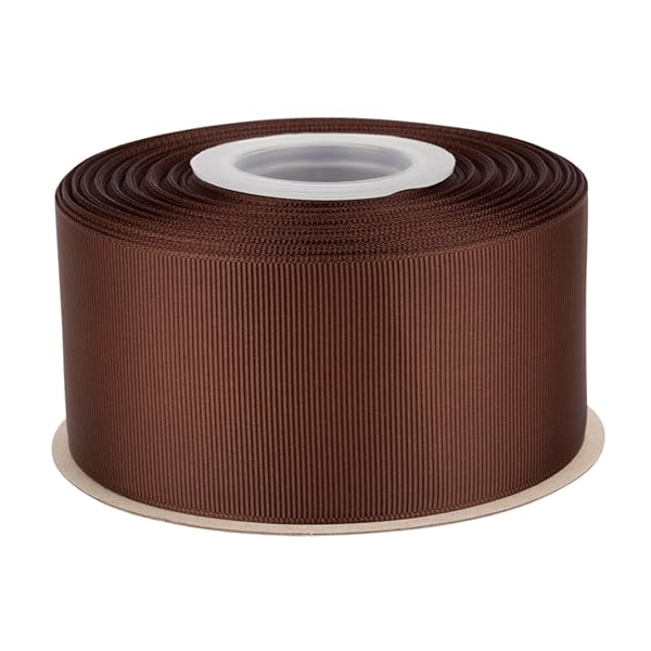 【Tekdeere】幅 50mmソリッドブラウングログランリボン、ギフトラッピング、裁縫、ヘアアクセサリー、結婚式の装飾に最適 - 22メートル/巻(3)