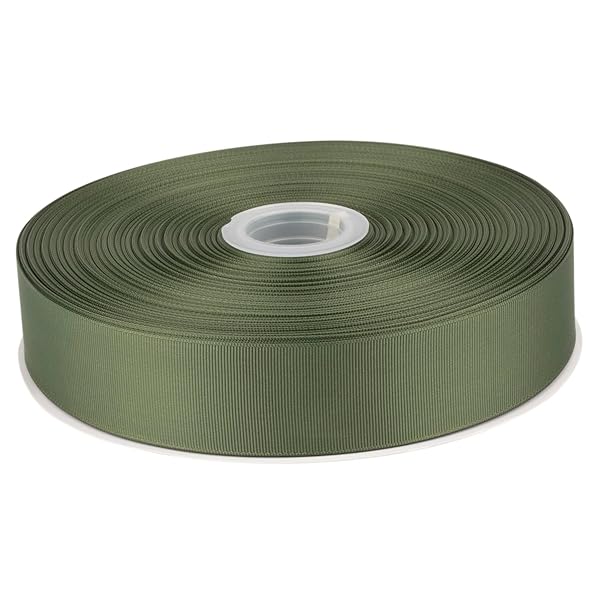 【Tekdeere】幅 38mmソリッドモスグログランリボン、ギフトラッピング、裁縫、ヘアアクセサリー、結婚式の装飾に最適 - 91メートル/巻