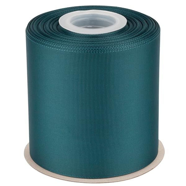 【Tekdeere】幅 100mmソリッドティールグログランリボン、ギフトラッピング、裁縫、ヘアアクセサリー、結婚式の装飾に最適 - 22メートル/巻