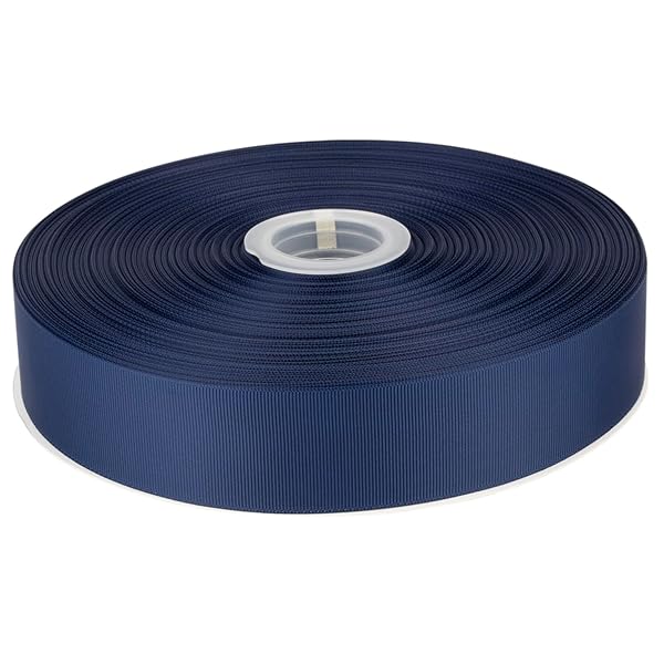 【Tekdeere】幅 38mmソリッドネイビーグログランリボン、ギフトラッピング、裁縫、ヘアアクセサリー、結婚式の装飾に最適 - 91メートル/巻