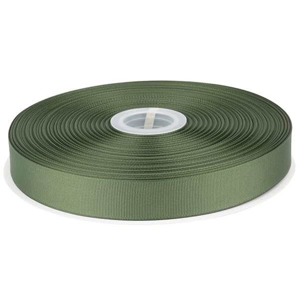 【Tekdeere】幅 25mmソリッドモスグログランリボン、ギフトラッピング、裁縫、ヘアアクセサリー、結婚式の装飾に最適 - 91メートル/巻