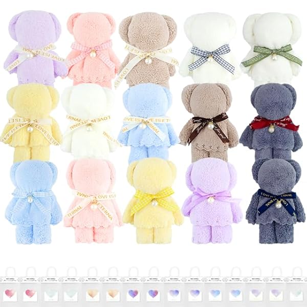 プチギフト ハンカチ ギフト 退職 お礼 ギフト タオルハンカチ 個包装 かわいい くまさん タオル レディース お返し粗品 ベアー 退職 プレゼント 退院 引っ越しの挨拶 結婚式 景品 メッセージカード ラッピングバック付き ラッピングバック付き