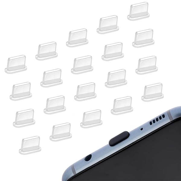 サムコス USB Type-C カバー キャップ コネクタカバー 20個入り シリコン蓋 紛失防止 防塵 保護 防塵カバー スマートフォン用 （透明）