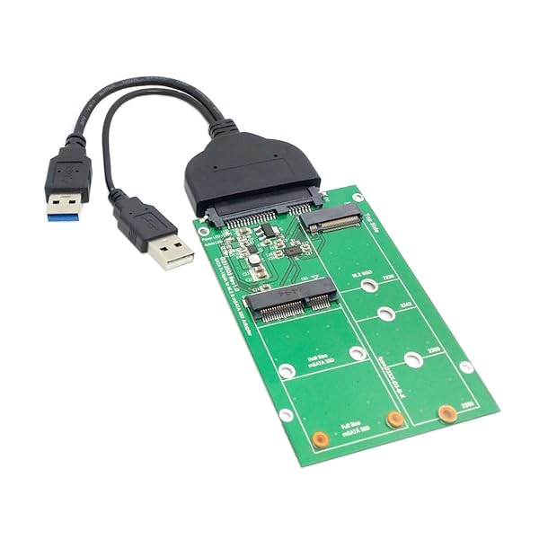 ChenYang 2 in 1 Mini SATA mSATA SSD & NGFF SATA SSD - 2.5インチ SATA 3.0 III ハードディスク PCB コンバーター アダプター SATA - USB 3.0データケーブル付き