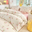 BUKAROOM 布団カバー 4点セット ダブル 寝具カバーセット ダブルジッパー 掛け布団カバー 190x210cm 枕カバー2枚 ボックスシーツ 柔らかい 通気性 四季通用 (バラ ダブル・4点セット)