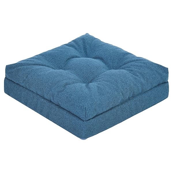 TanYoo 座布団 クッション 低反発+高反発 二層構造 極厚12cmざぶとん フロアクッション お尻が痛くならない 床置き 低反発クッション 床用 40cm角 滑り止め(ブルー, 40×40)