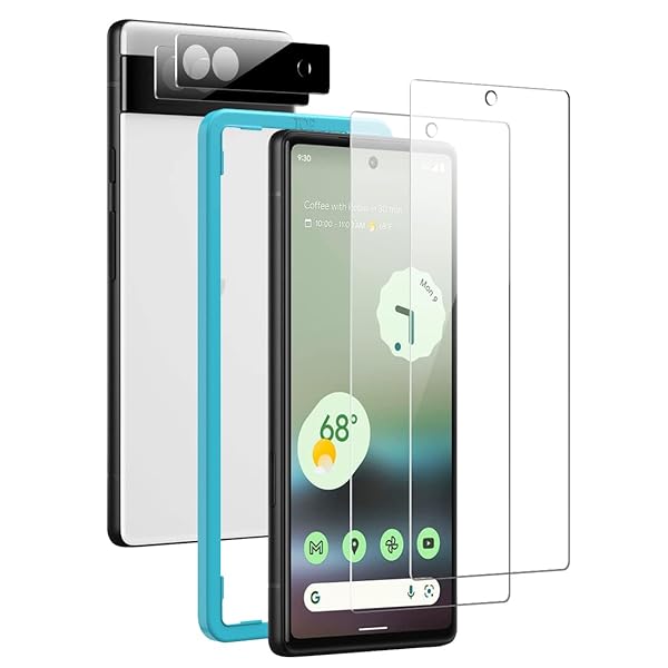 Google Pixel 6a フィルム 2枚 + カメラフィルム2枚【指紋認証対応】【ガイド枠付き】Pixel6a ガラスフィルム 【旭硝子素材製】 保護フィルム 強化ガラス 気泡防止 ピクセル6a 対応 Besecou