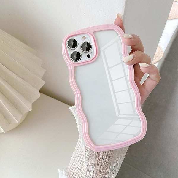 UEEBAI 対応 iPhone 12/iPhone 12 Pro 6.1 inch 用の ケース ソフト TPU カバー 可愛い おしゃれケース 透明 ウェーブ デザイン スマホケース ワイヤレス充電対応 軽量 薄型 耐衝撃 人気 波型 バンパー