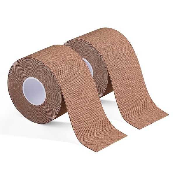2巻入 テーピングテープ キネシオ テープ 筋肉・関節をサポート 伸縮性強い 汗に強い パフォーマンスを高める 5cm x 5m (ブラウン)