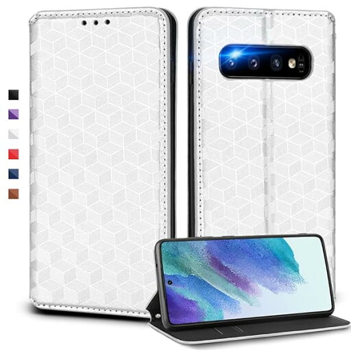 UnivoColors Galaxy S10 (SCV41/SC-03L) 手帳型ケース 高級合皮 カード収納 マグネット開閉 スタンド機能 ストラップホール付き TPUソフトバンパー 全面保護 カメラ保護 衝撃吸収 ビジネス おしゃれ カバー(シル UnivoColors Galaxy S10 (SCV41/SC-03L) 手帳型ケース 高級合皮 カード収納 マグネット開閉 スタンド機能 ストラップホール付き TPUソフトバンパー 全面保護 カメラ保護 衝撃吸収 ビジネス おしゃれ カバー(シル