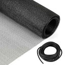 FINGOOO 網戸 張り替え 120×250cm 網戸ネット&押さえゴム付き 2点セット 防虫ネット 虫よけ 風通し グラスファイバー製 メッシュ (ブラック)