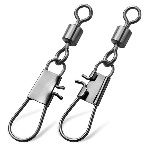 9KM DWLIFEインタースナップ付ローリングスイベル50個 徳用サルカン スナップ 海水淡水釣り仕掛け 黒 6#