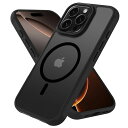 iPhone 16 Pro ケース 半透明 マット感 MagSafe対応 マグネット搭載 米軍MIL規格 耐衝撃 黄ばみなし ストラップホール付き マグセーフ対応 PinLiSheng(ブラック, iPhone 16 Pro)
