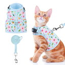 BINGPET 猫 ハーネス リード セット 猫用ハーネス 調節可能 胴輪 猫用品 ベスト 通気メッシュ 夜反射 軽量 簡単装着 散歩 お出かけ 抜けにくい 脱...