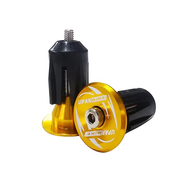 UPANBIKE マウンテンバイク ロードバイク 1組 バイクハンドルバーエンドプラグ アルミニウム合金 膨張 バーグリップキャップ ストッパー (ゴールド)