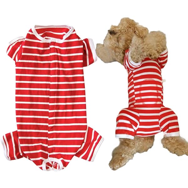 KUVEELA PET 術後服 ヒップパンツ 生理パンツ 保護服 雄雌兼用 避妊 オス去勢向き 離乳 傷口保護 皮膚病 通気 小型犬 中型犬 M（レッドボーだ、長袖）